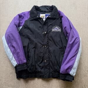 Men's Vintage 90's Competitor Colorado Rockies Black Purple Puffer Jacket Sz XL